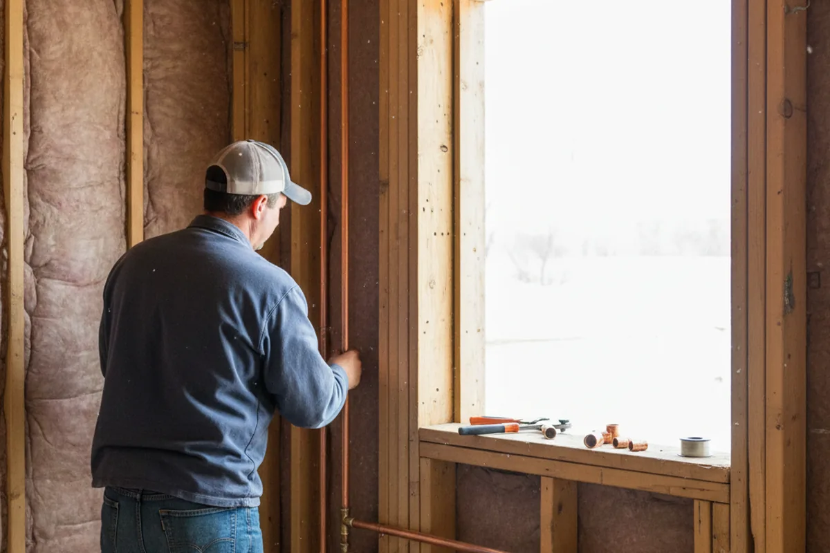 Licensed plumber running new copper supply lines in a Statesboro home