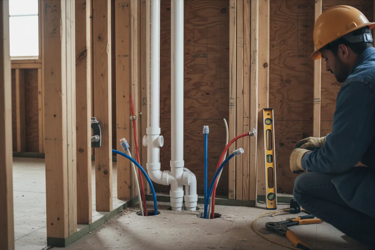 Drain and supply rough-in during Sump Pump Repair in Statesboro